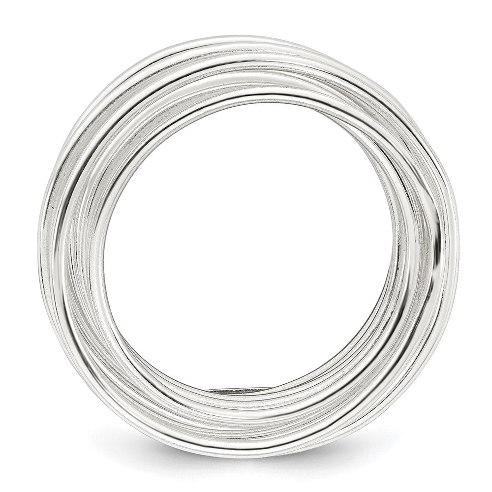 Sterling Silver Polished and Wrapped Spring Size 8 Flexible Ring