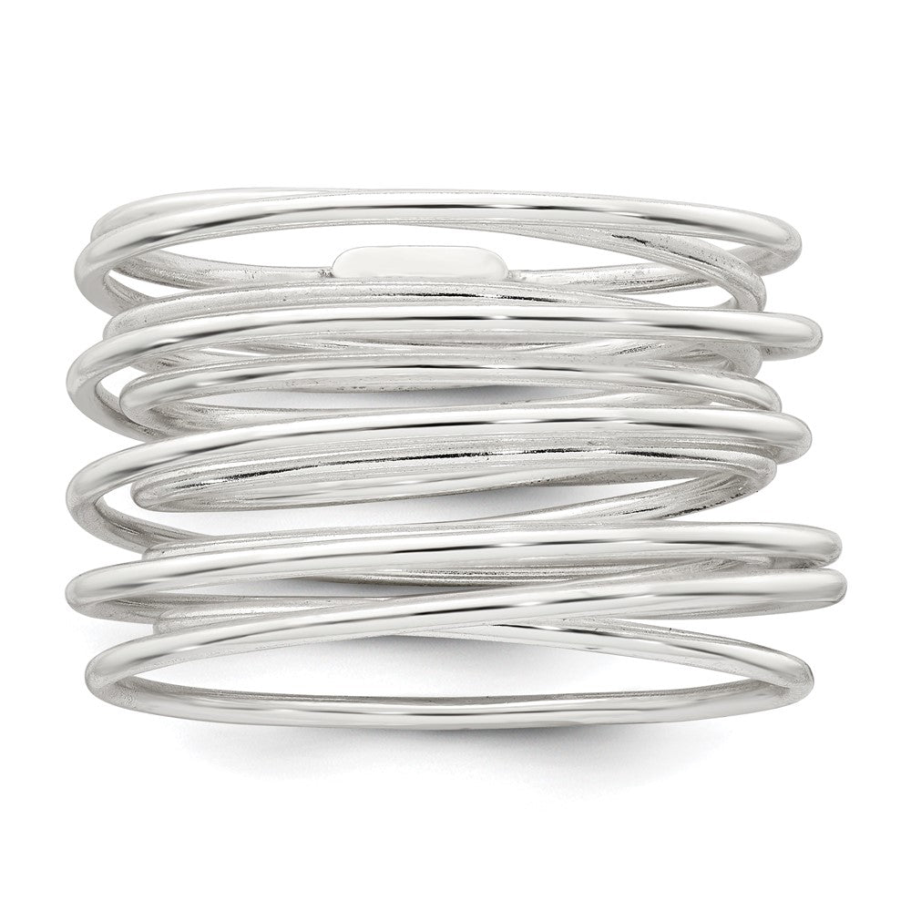 Sterling Silver Polished and Wrapped Spring Size 8 Flexible Ring