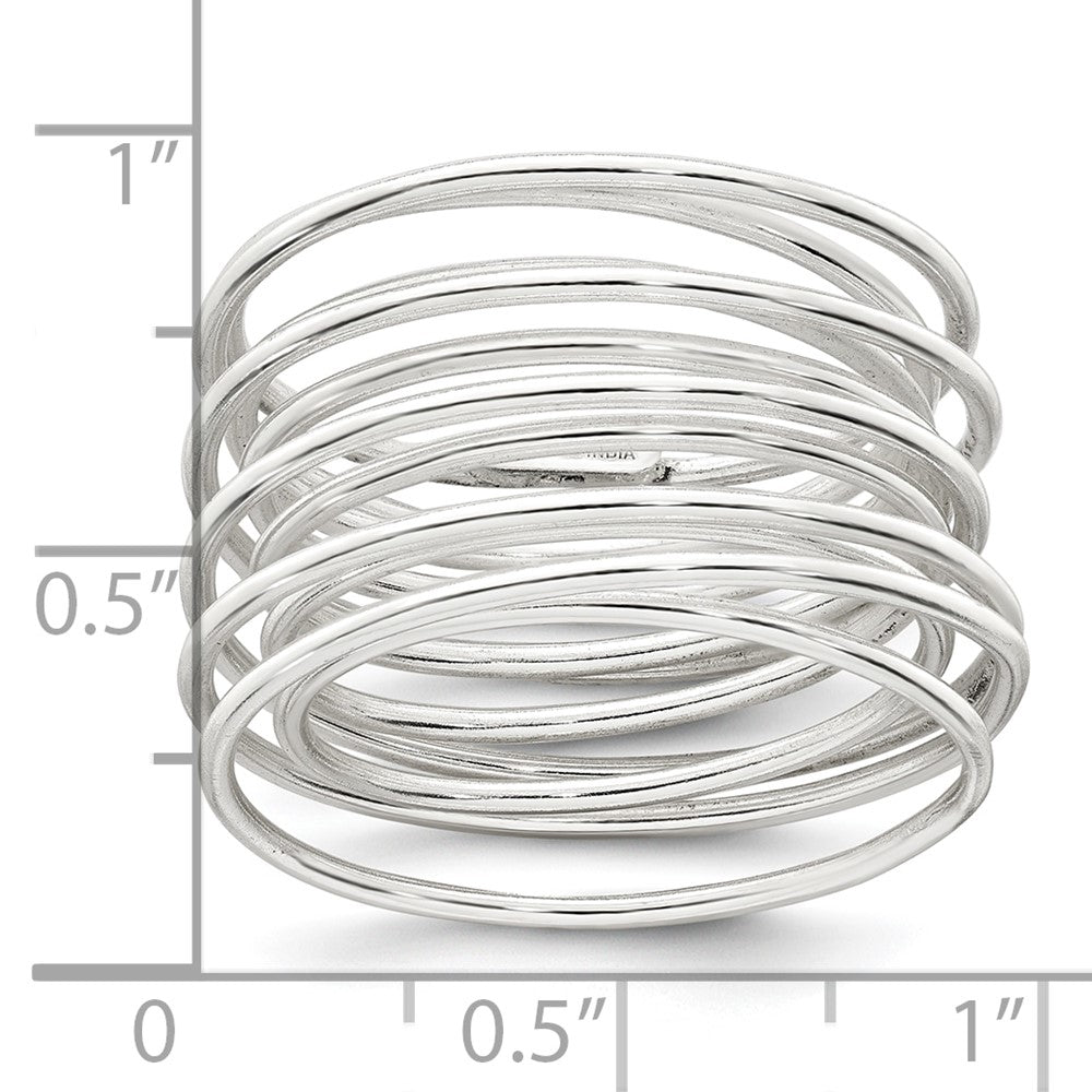 Sterling Silver Polished and Wrapped Spring Size 8 Flexible Ring