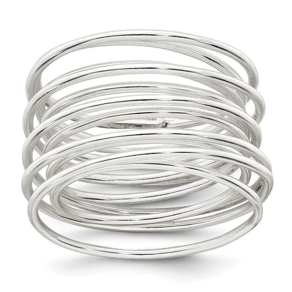 Sterling Silver Polished and Wrapped Spring Size 6 Flexible Ring