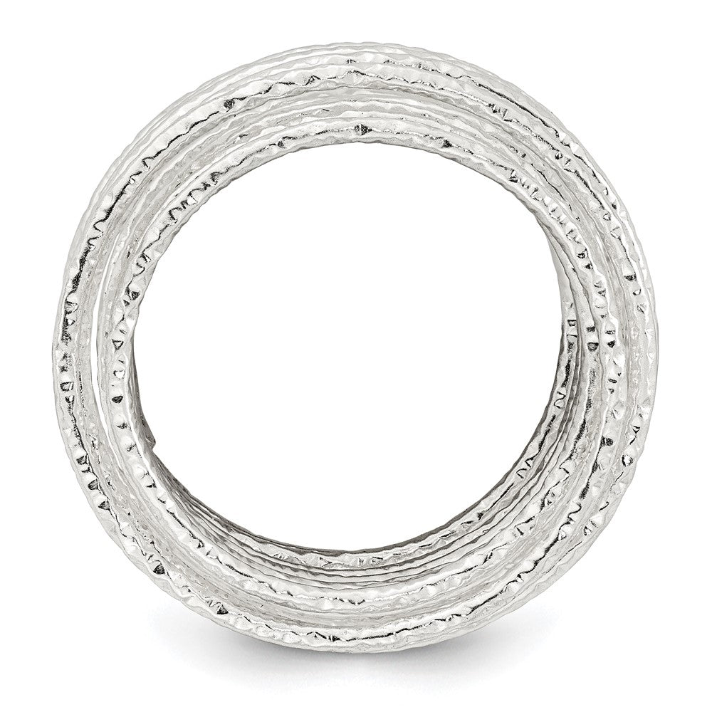 Sterling Silver Polished and Textured Wrapped Spring Size 8 Flexible Ring