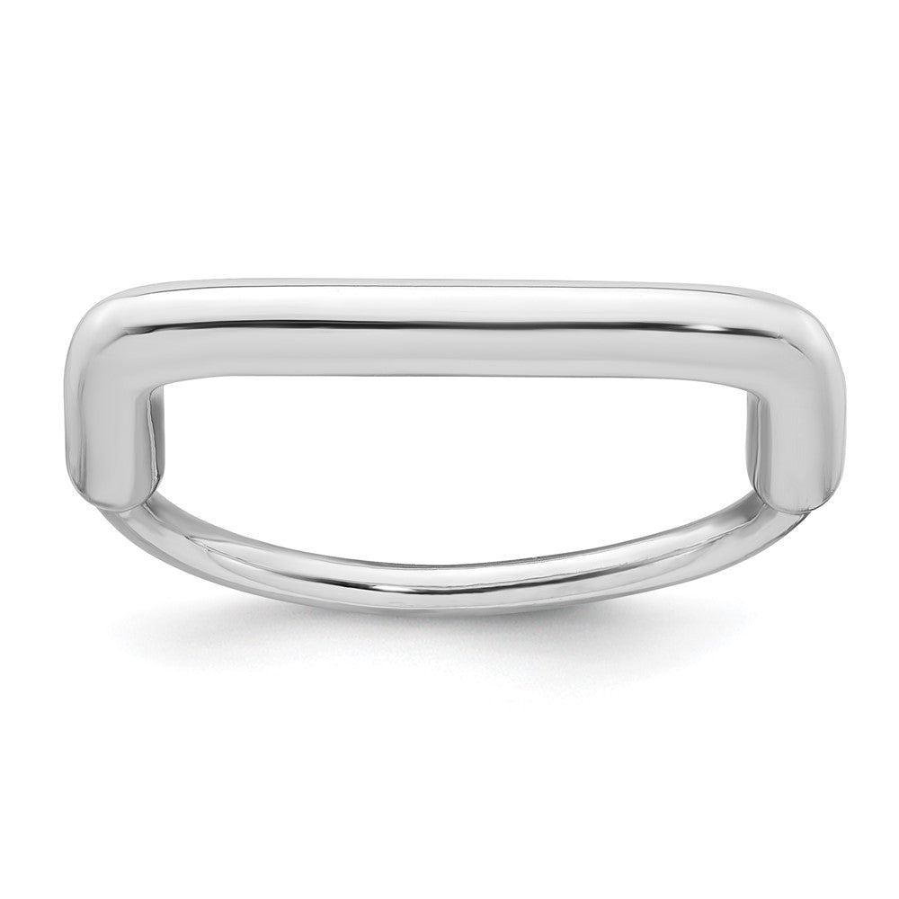 Sterling Silver Rhodium-plated Polished and Pave CZ Square Size 8 Two Ring Set