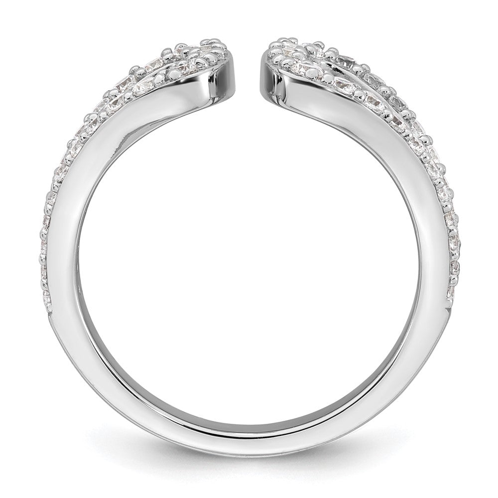 Sterling Silver Rhodium-plated Polished CZ Open Top Size 6 Ring