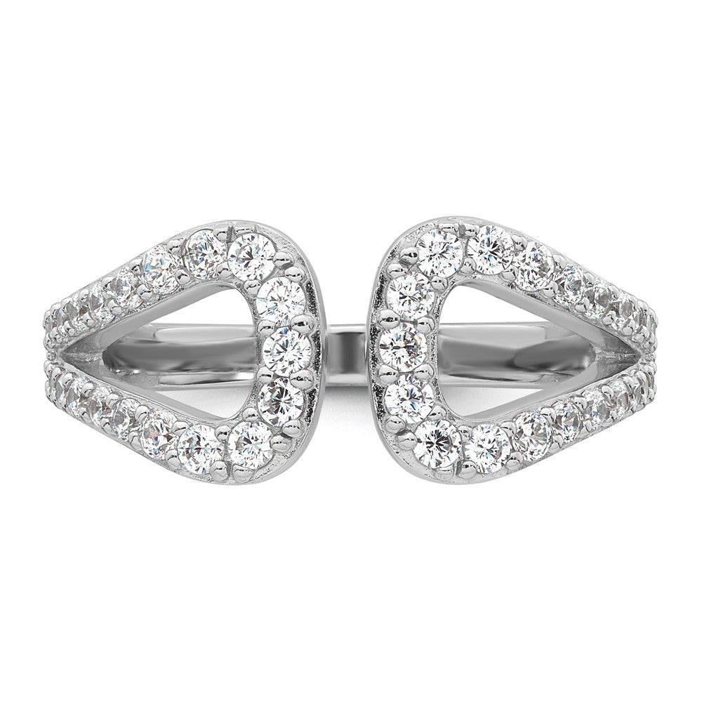 Sterling Silver Rhodium-plated Polished CZ Open Top Size 8 Ring
