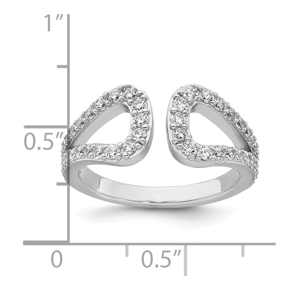 Sterling Silver Rhodium-plated Polished CZ Open Top Size 6 Ring