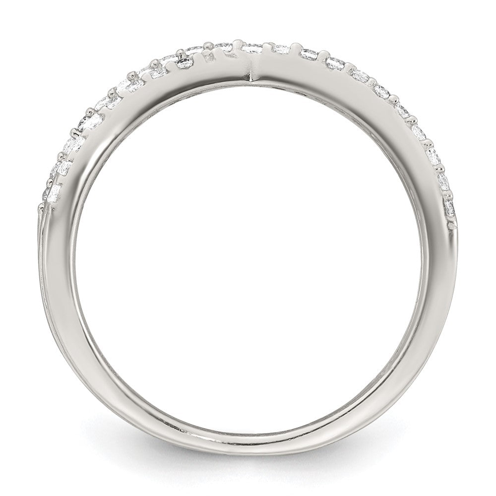 Sterling Silver Polished White CZ Fancy Crossed Size 6 Ring
