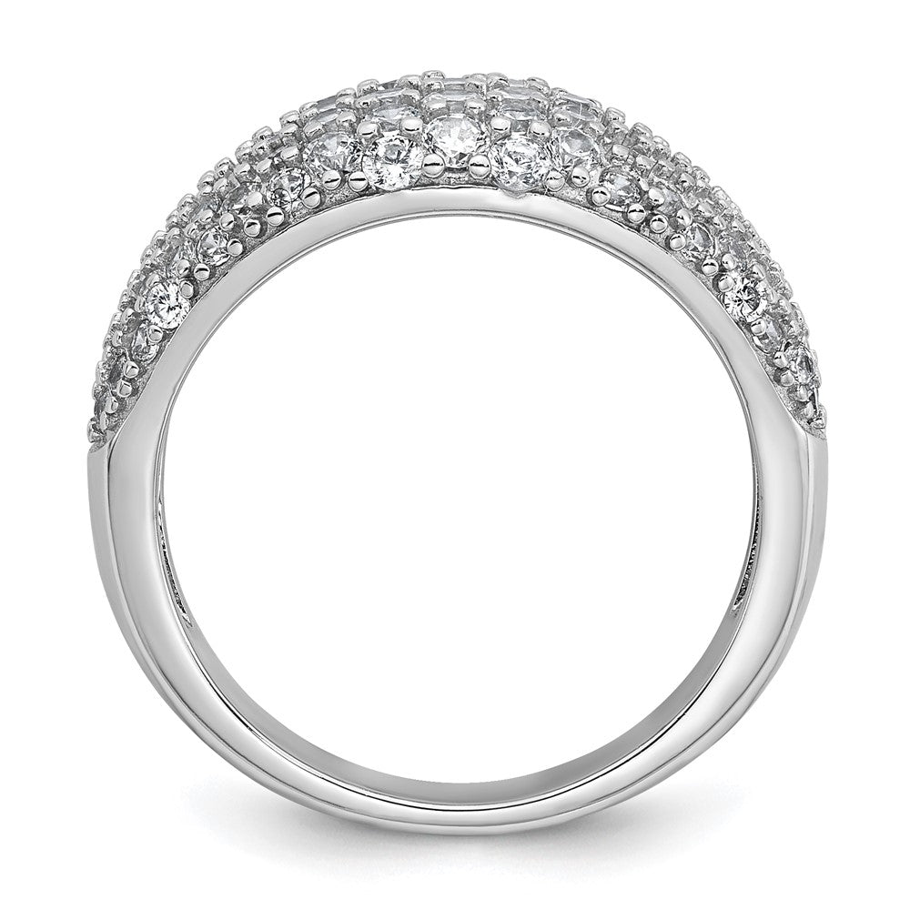 Sterling Silver Rhodium-plated Polished Tapered Pave CZ Size 8 Ring