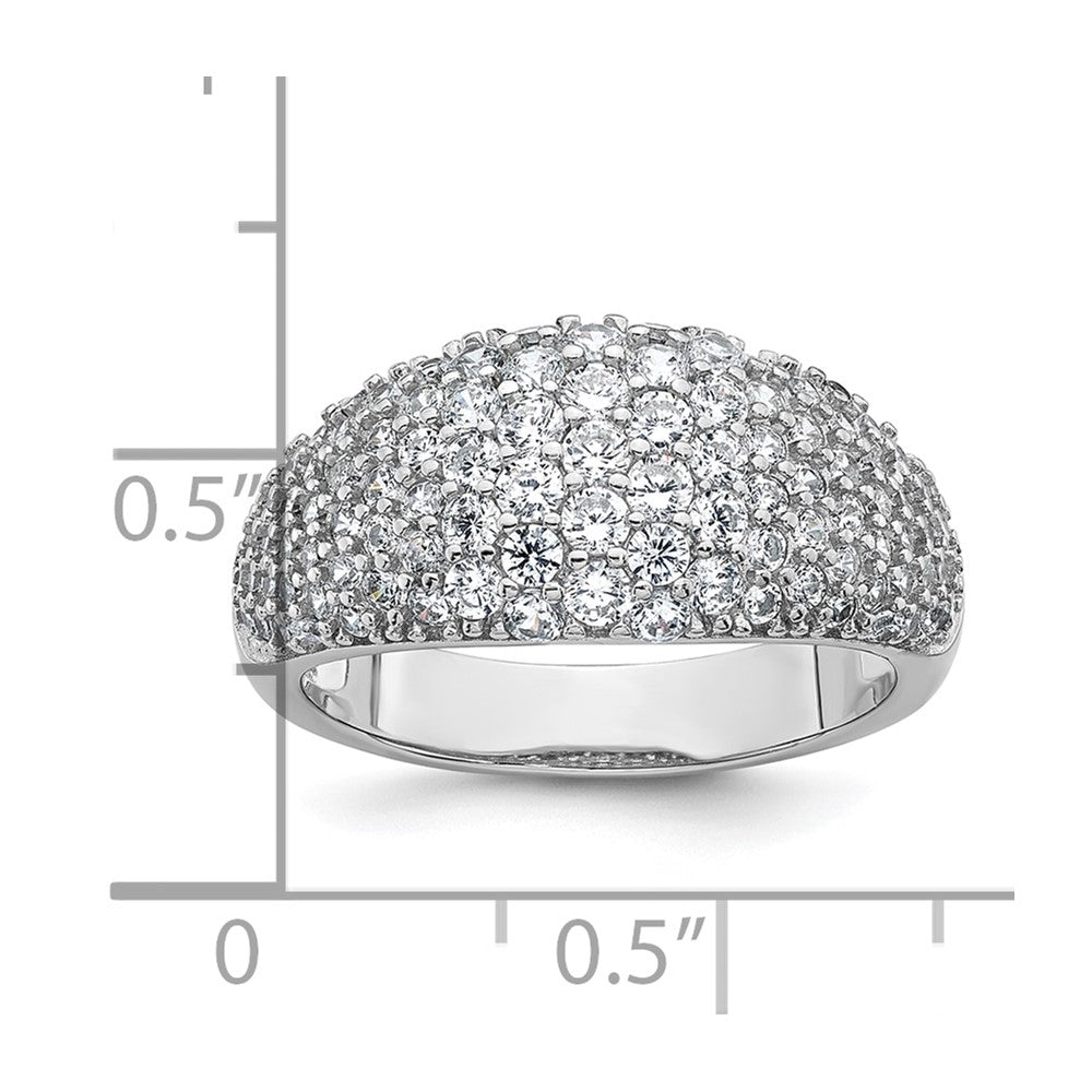Sterling Silver Rhodium-plated Polished Tapered Pave CZ Size 7 Ring