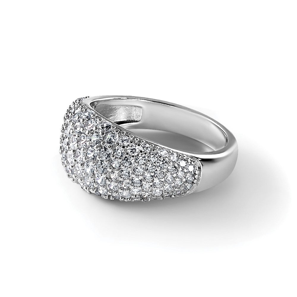 Sterling Silver Rhodium-plated Polished Tapered Pave CZ Size 6 Ring
