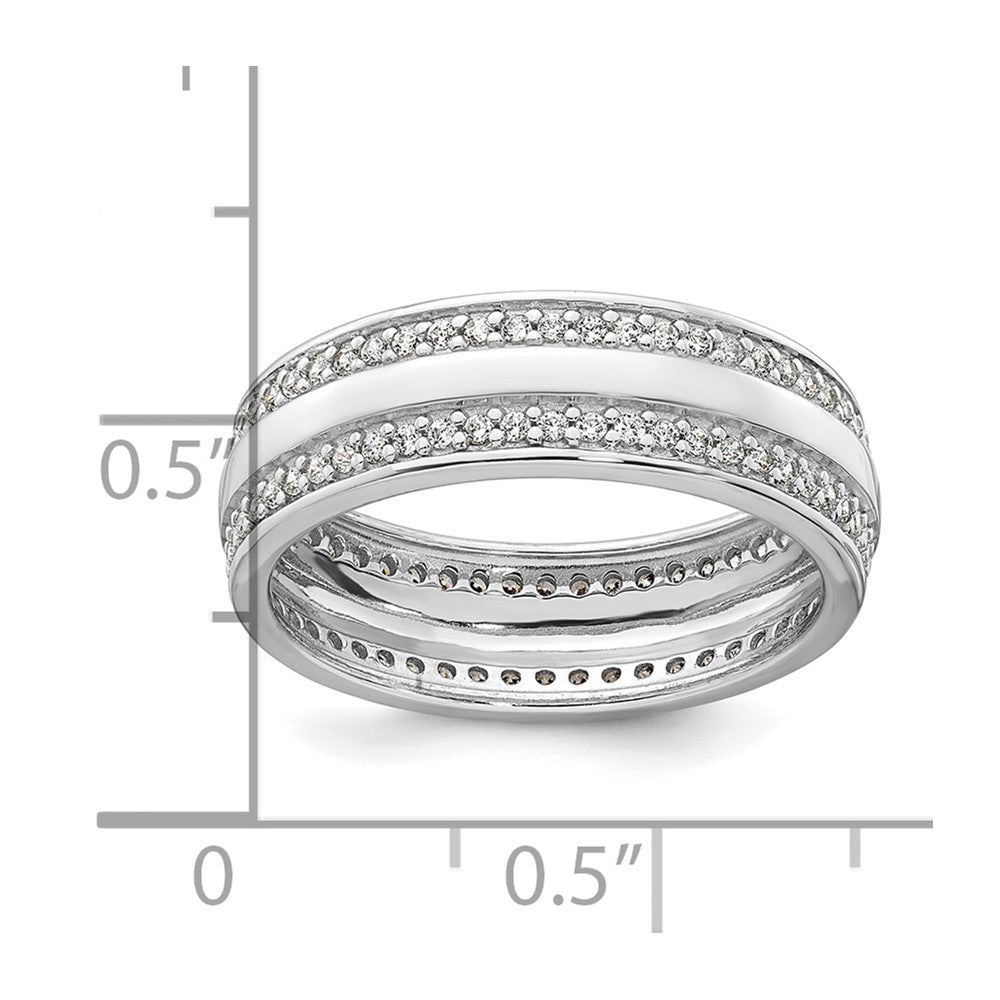 Sterling Silver Rhodium-plated Polished 6.5mm CZ Band Size 8 Ring