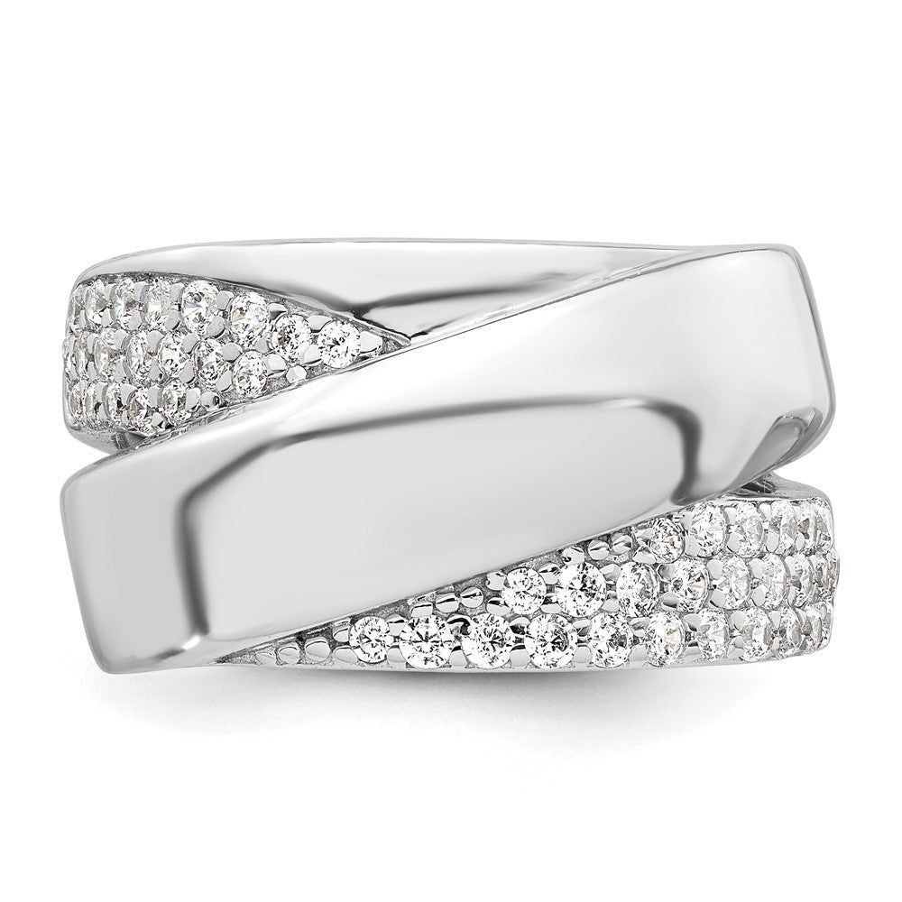 Sterling Silver Rhodium-plated Polished Fancy CZ Size 8 Ring
