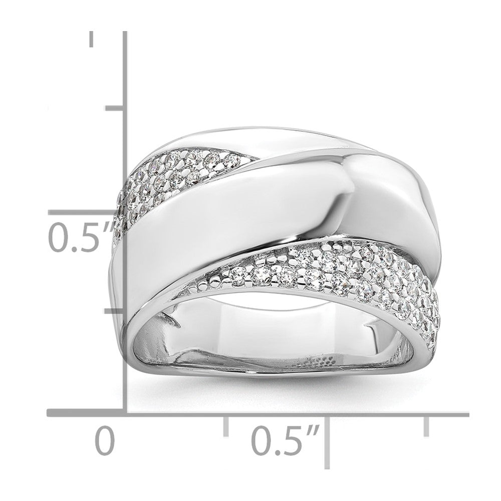 Sterling Silver Rhodium-plated Polished Fancy CZ Size 6 Ring