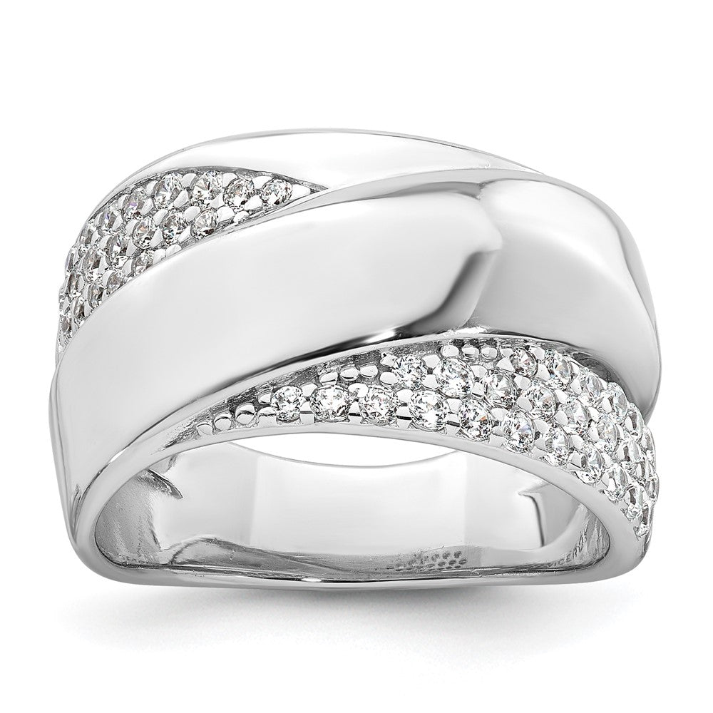 Sterling Silver Rhodium-plated Polished Fancy CZ Size 8 Ring