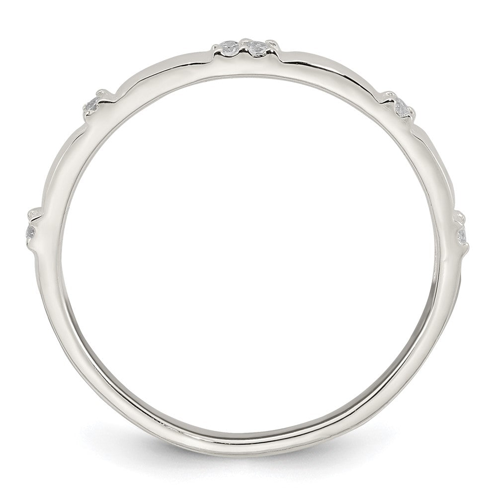 Sterling Silver Polished CZ 1.5mm Band Size 6 Ring