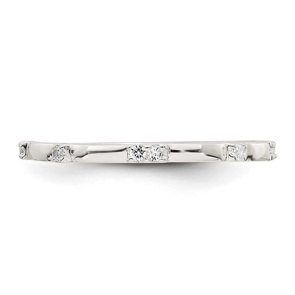 Sterling Silver Polished CZ 1.5mm Band Size 7 Ring