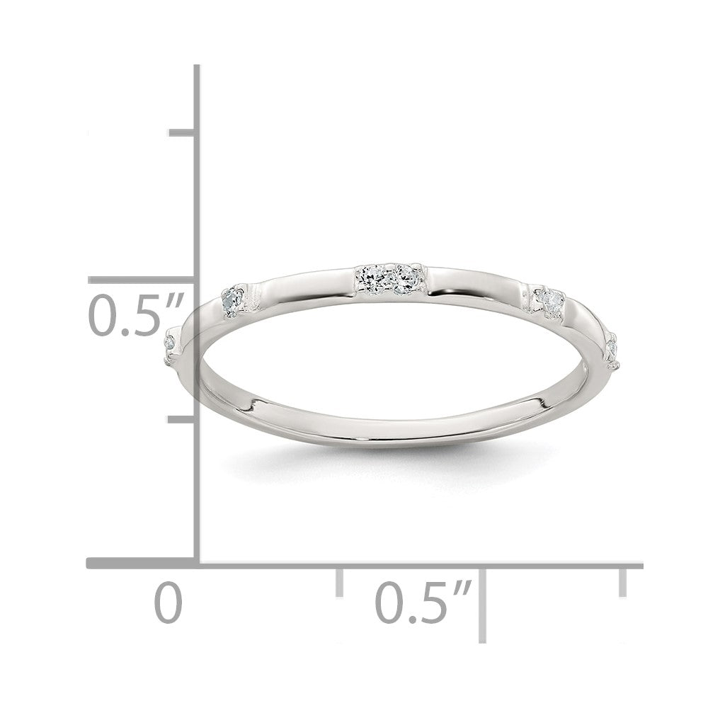 Sterling Silver Polished CZ 1.5mm Band Size 6 Ring