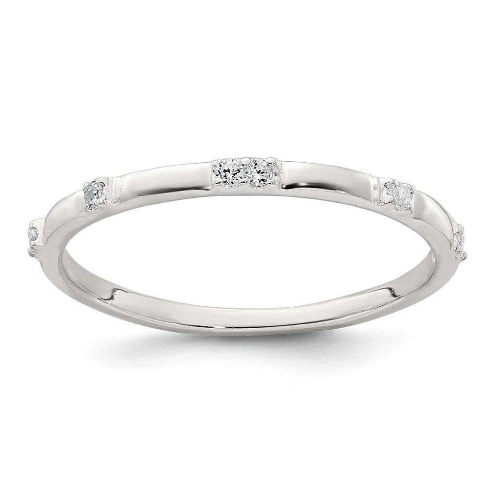 Sterling Silver Polished CZ 1.5mm Band Size 7 Ring