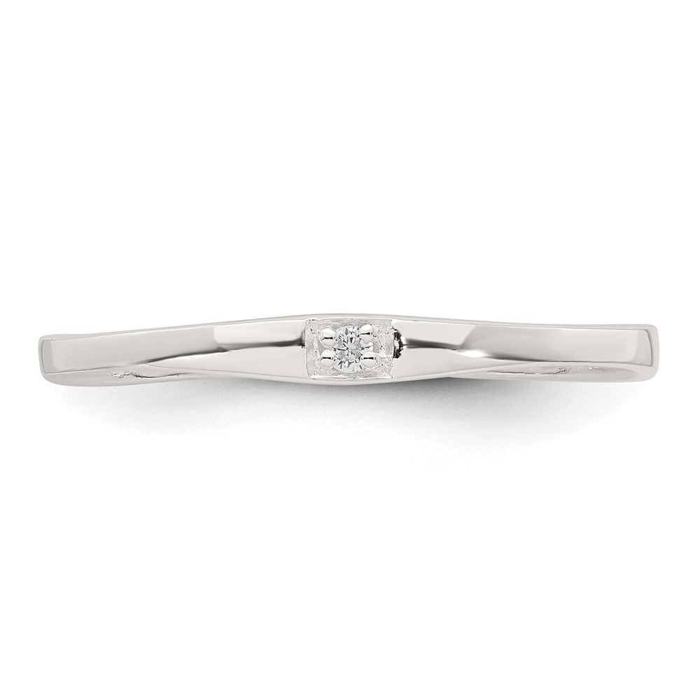 Sterling Silver Polished CZ 1.5mm Band Size 7 Ring
