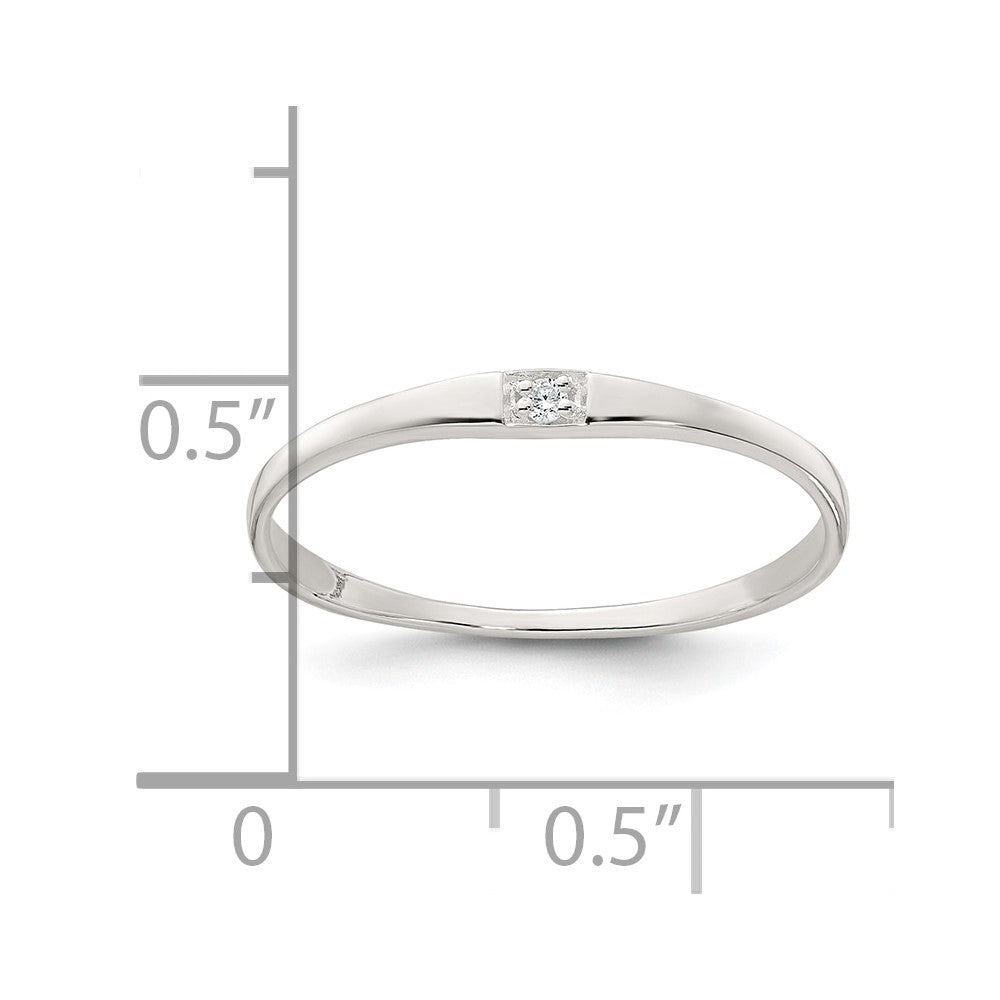 Sterling Silver Polished CZ 1.5mm Band Size 8 Ring