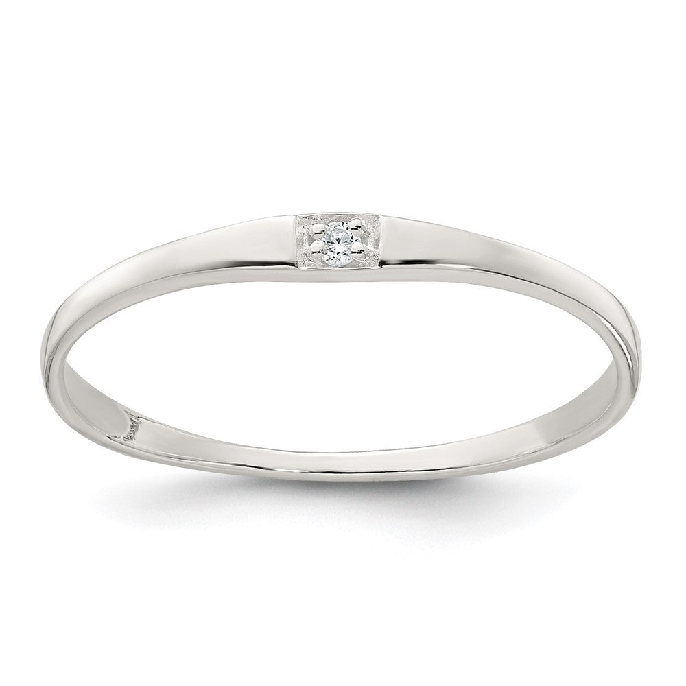 Sterling Silver Polished CZ 1.5mm Band Size 7 Ring