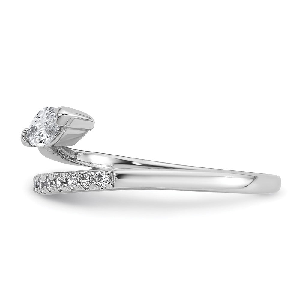 Sterling Silver Rhodium-plated Polished Fancy Marquise and Round CZ Size 7 Ring
