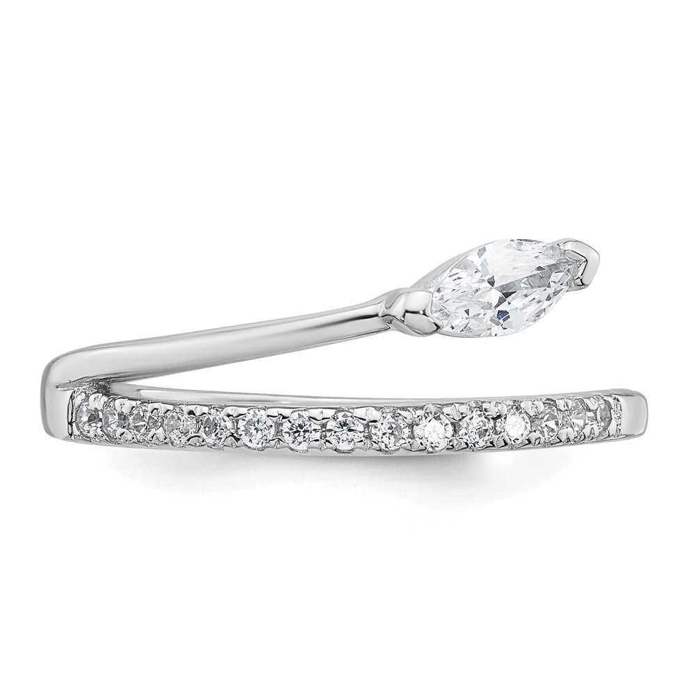 Sterling Silver Rhodium-plated Polished Fancy Marquise and Round CZ Size 7 Ring