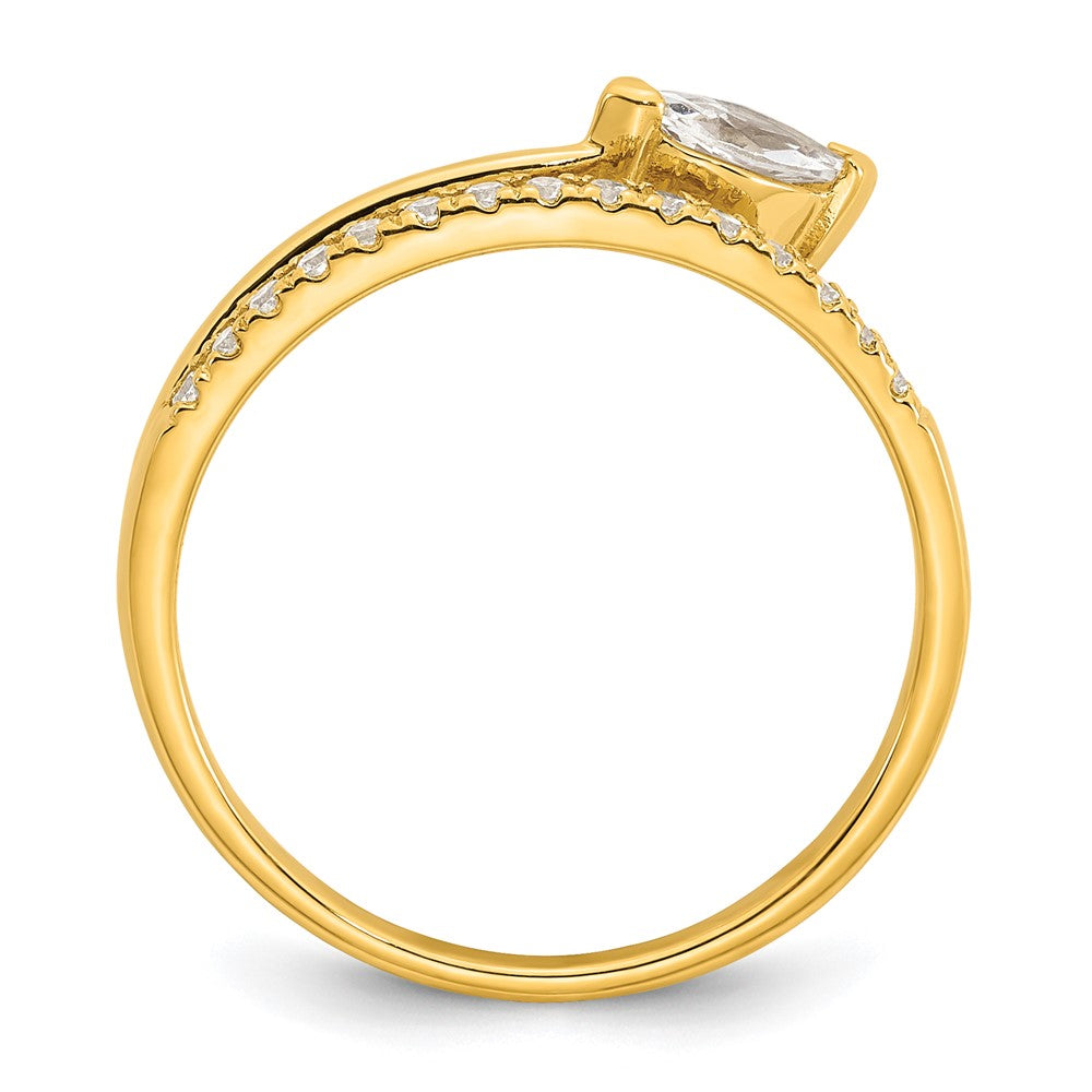 Sterling Silver Gold-plated Polished Fancy Marquise and Round CZ Size 8 Ring