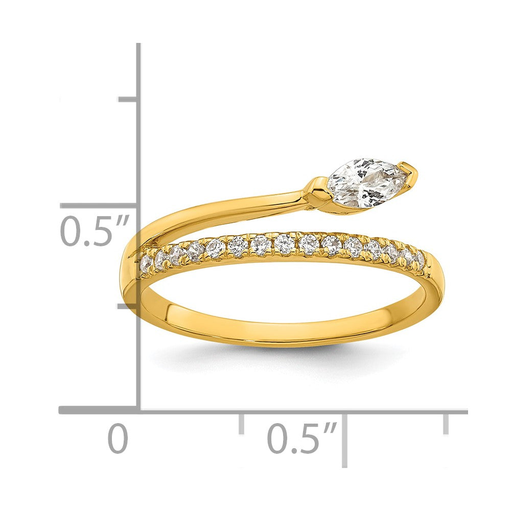 Sterling Silver Gold-plated Polished Fancy Marquise and Round CZ Size 8 Ring