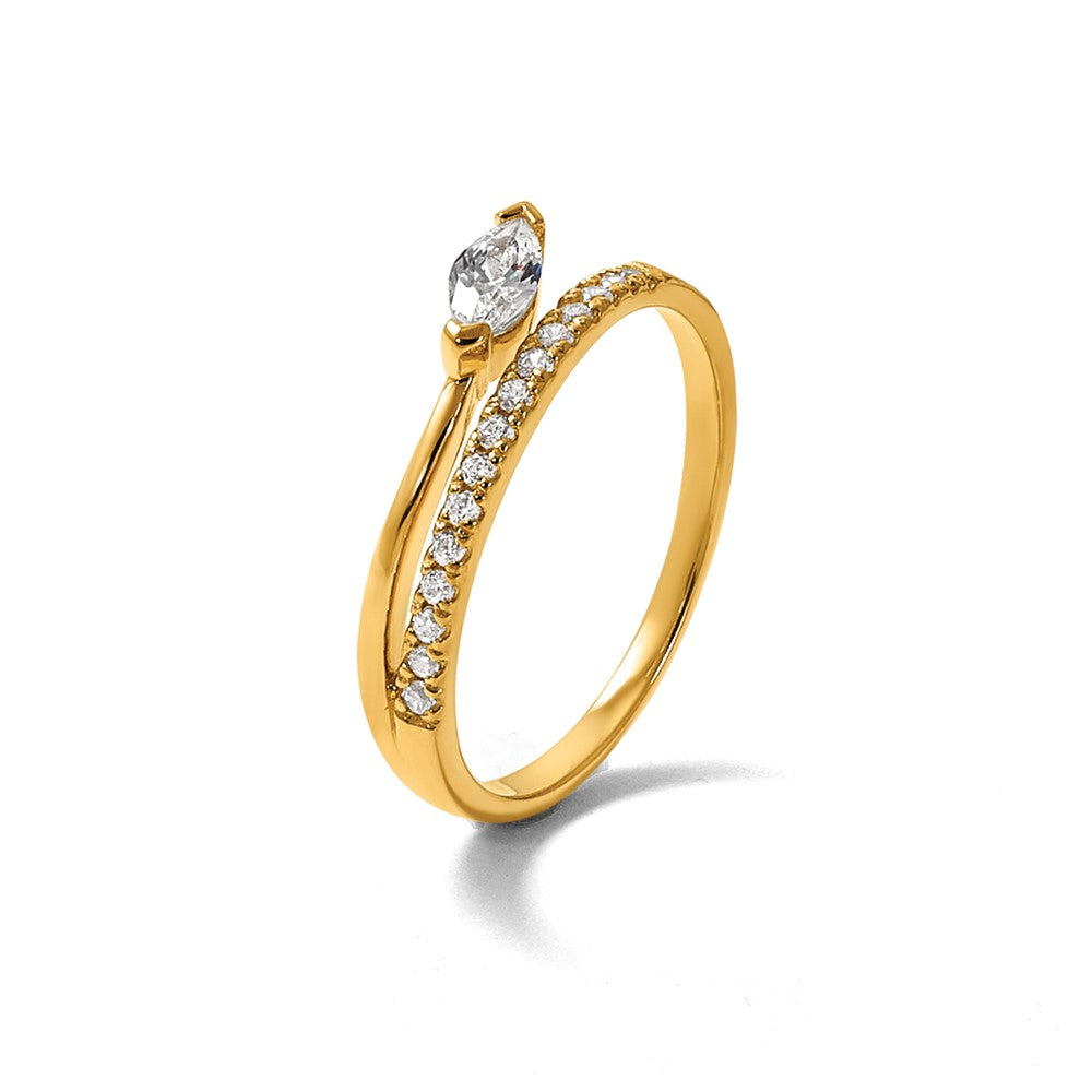 Sterling Silver Gold-plated Polished Fancy Marquise and Round CZ Size 7 Ring