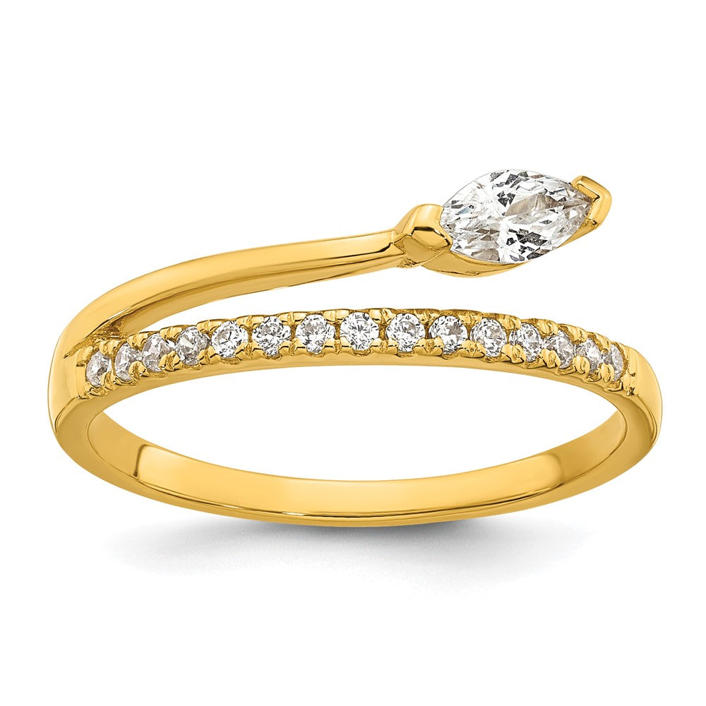 Sterling Silver Gold-plated Polished Fancy Marquise and Round CZ Size 8 Ring