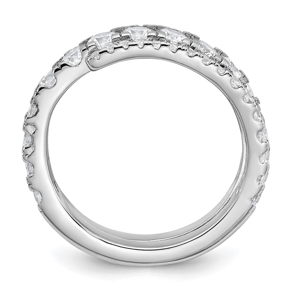 Sterling Silver Rhodium-plated Polished CZ Wrapped Band Size 7 Ring