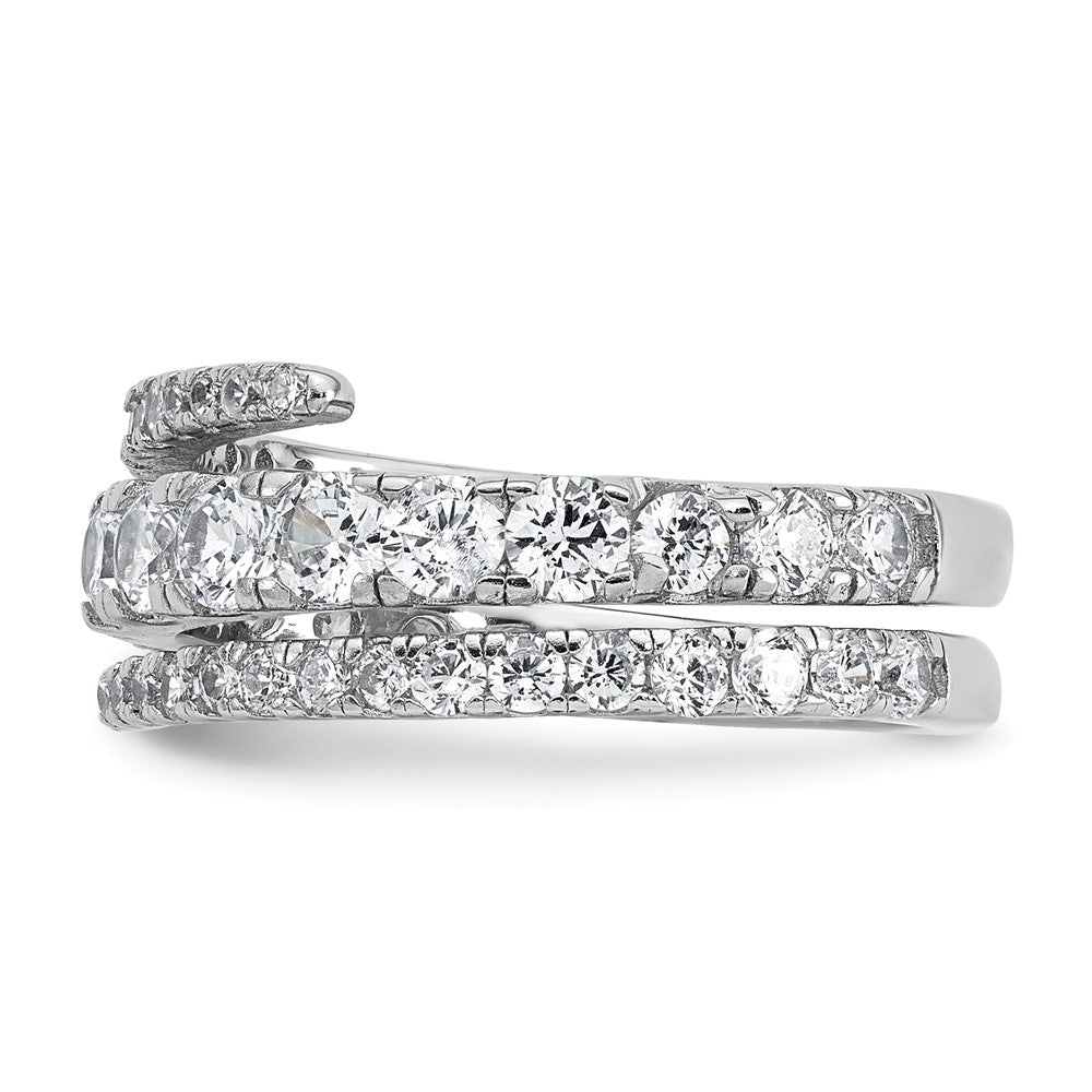 Sterling Silver Rhodium-plated Polished CZ Wrapped Band Size 8 Ring