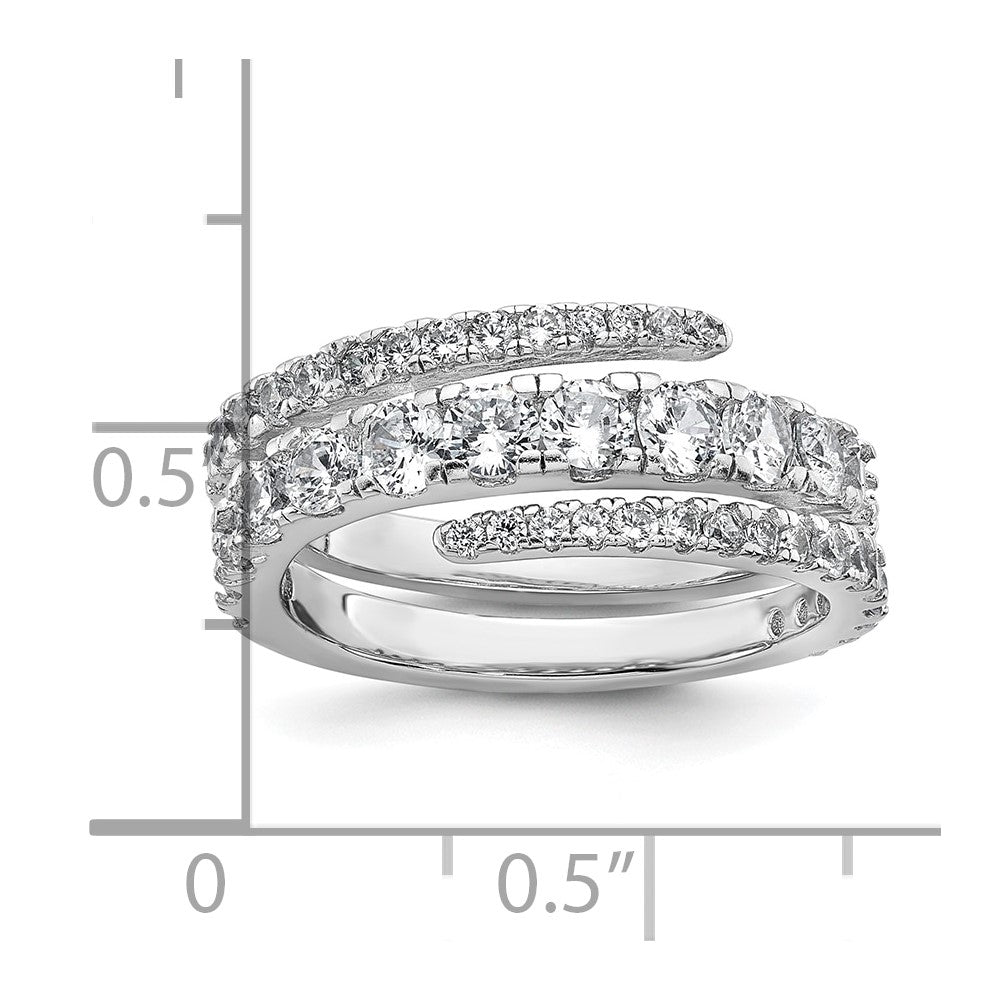 Sterling Silver Rhodium-plated Polished CZ Wrapped Band Size 8 Ring