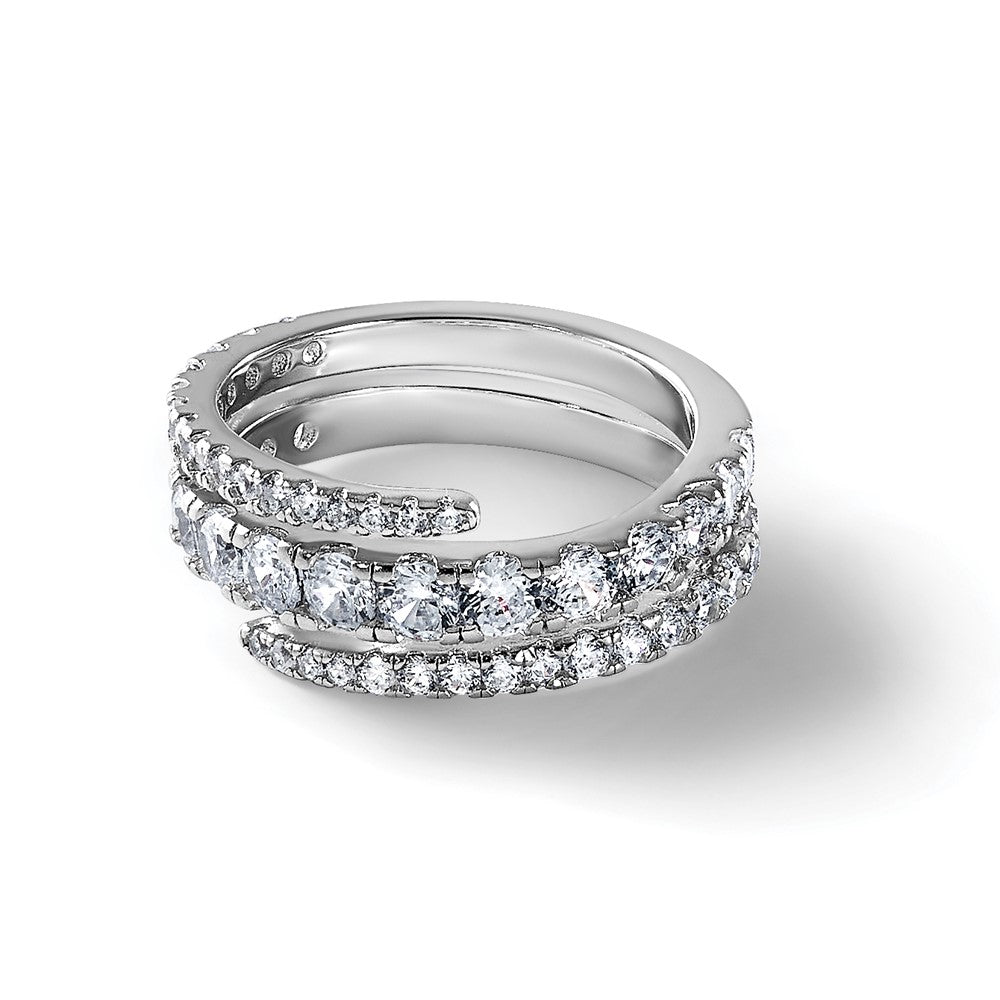 Sterling Silver Rhodium-plated Polished CZ Wrapped Band Size 6 Ring