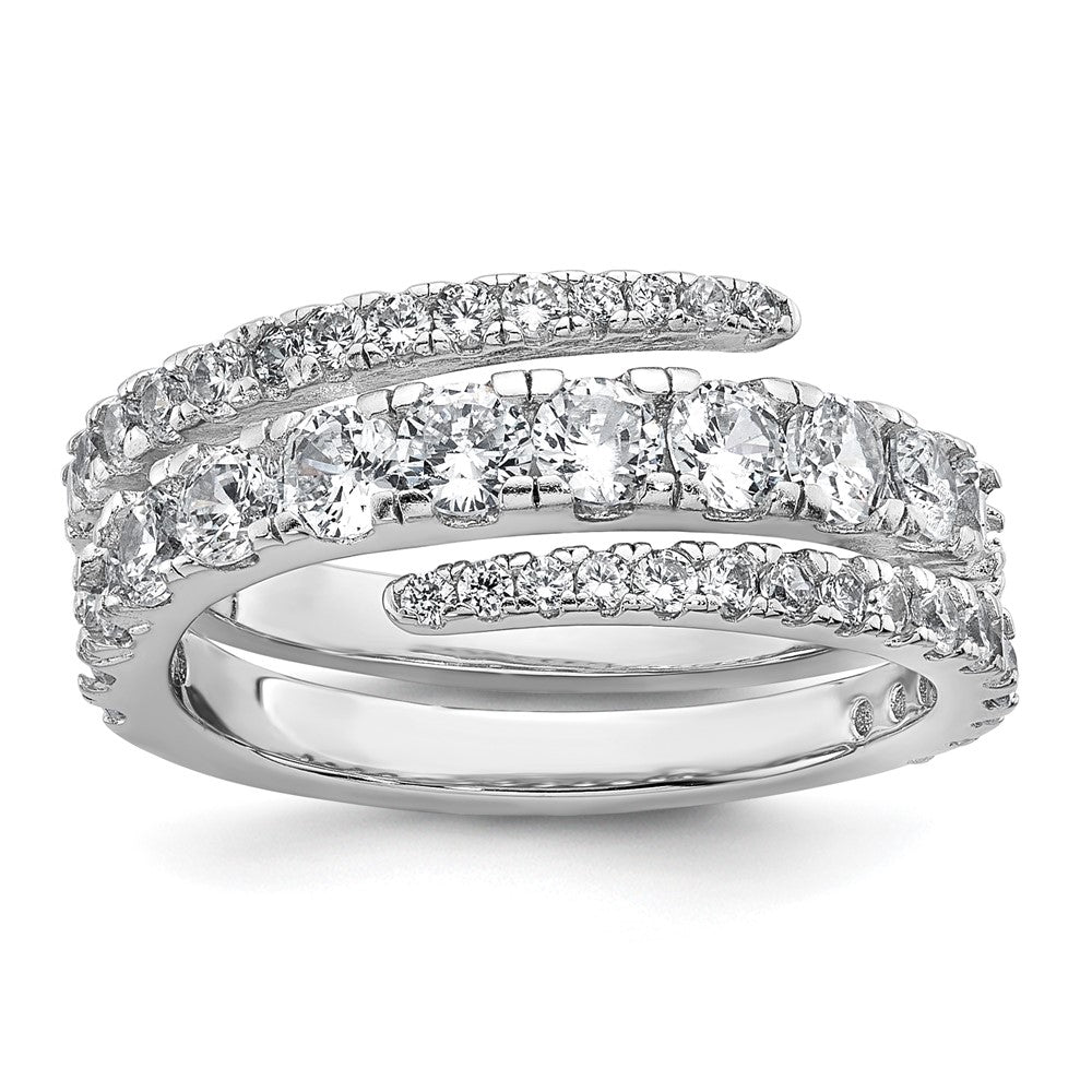 Sterling Silver Rhodium-plated Polished CZ Wrapped Band Size 7 Ring