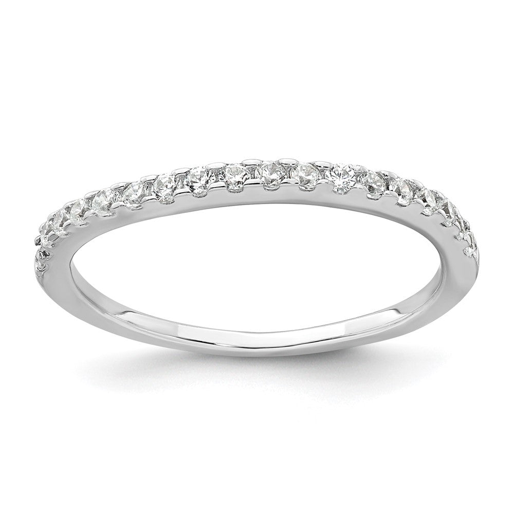 Sterling Silver Rhodium-plated Polished CZ 3-Stone Halo Size 7 Engagement Ring and Wedding Band Set