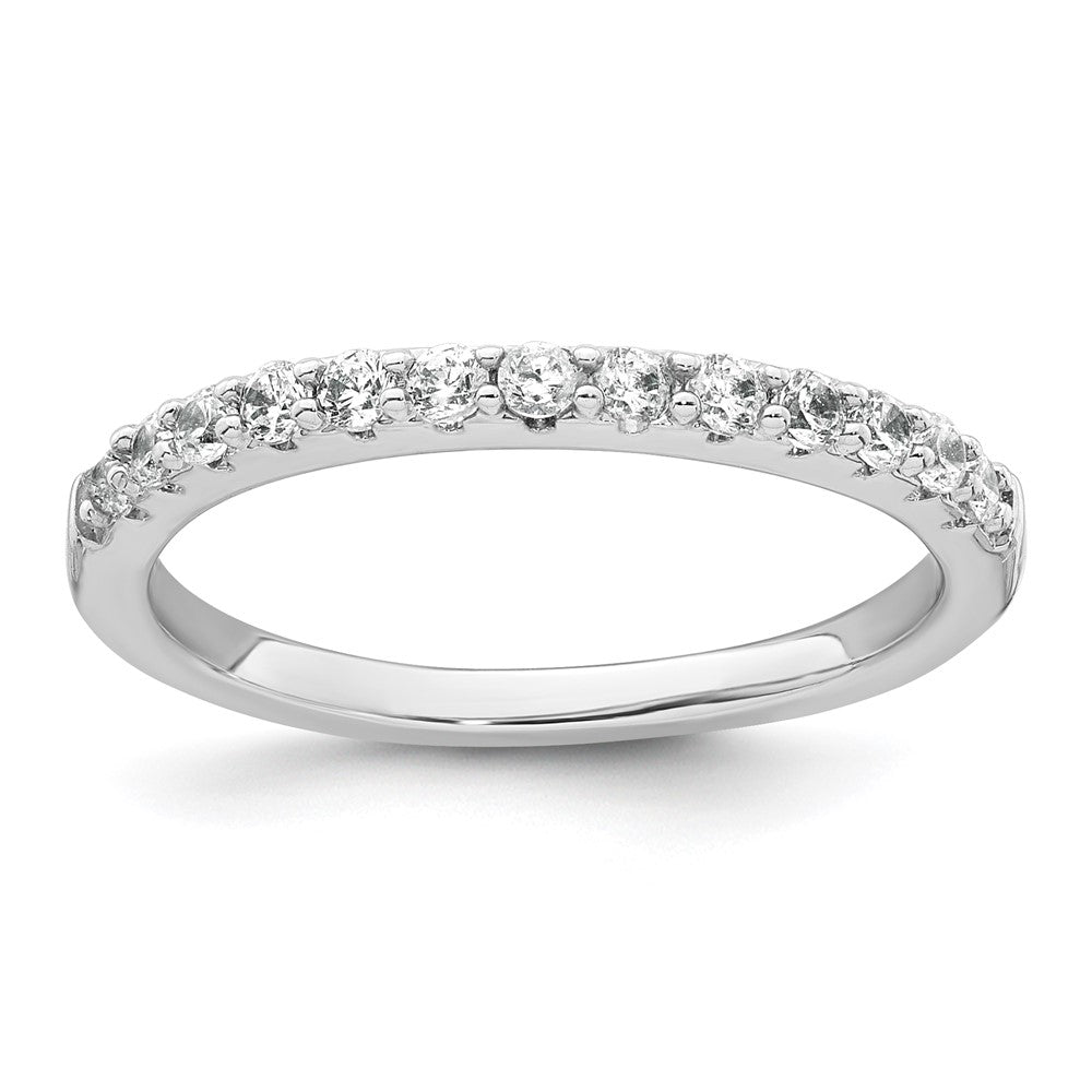 Sterling Silver Rhodium-plated Polished CZ Solitaire Size 6 Engagement Ring and Wedding Band Set