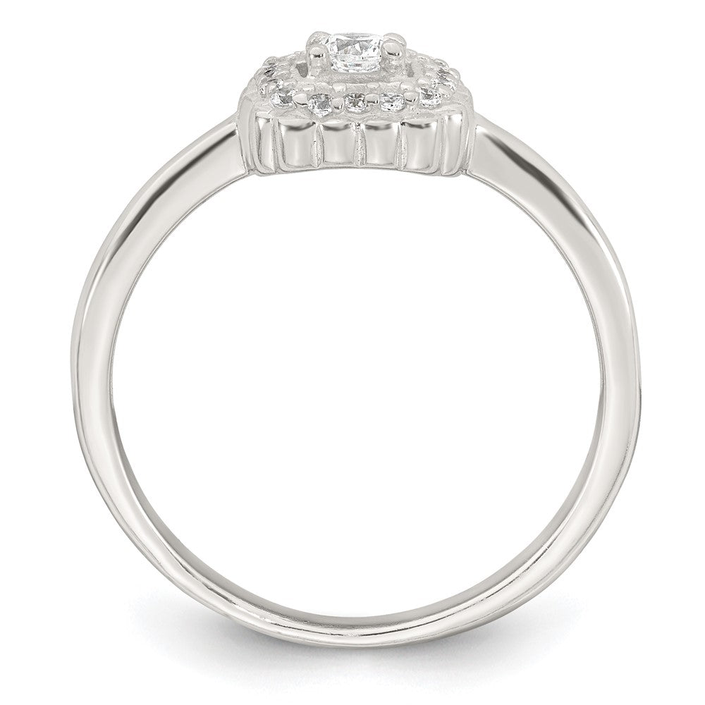 Sterling Silver Polished Round White CZ Cushion Halo Size 8 Ring