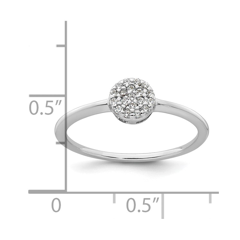 Sterling Silver Rhodium-plated Polished Pave CZ Circle Size 8 Ring
