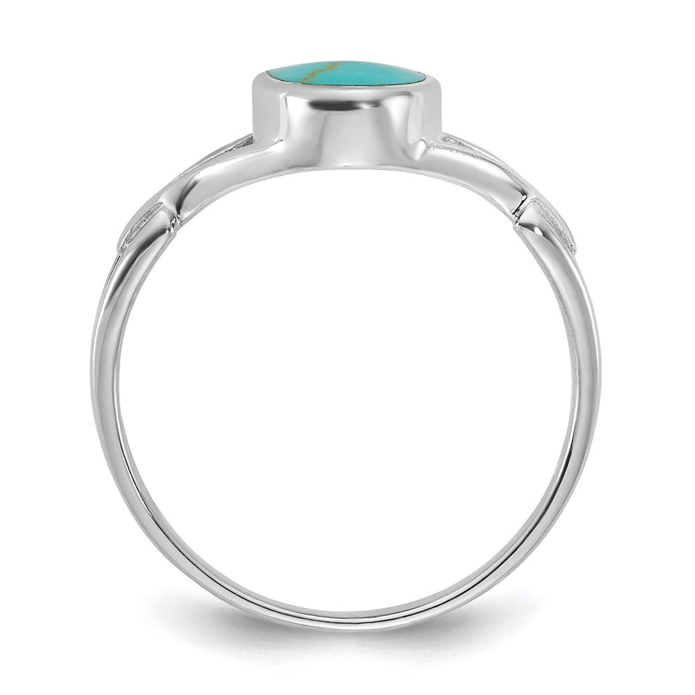 Sterling Silver Rhodium-plated Polished Oval Reconstituted Turquoise Size 6 Ring