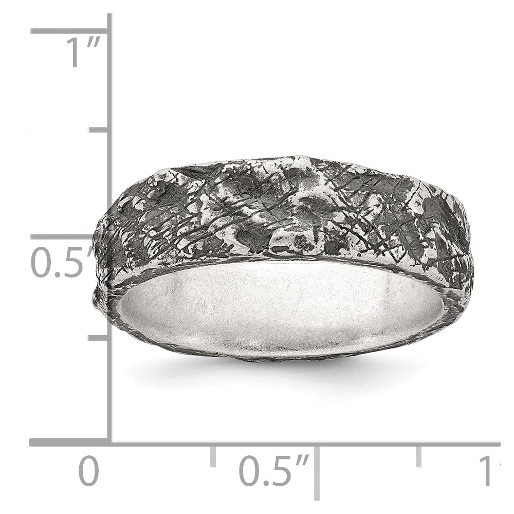 Sterling Silver Antiqued and Textured Nugget Mens Size 10 Band Ring