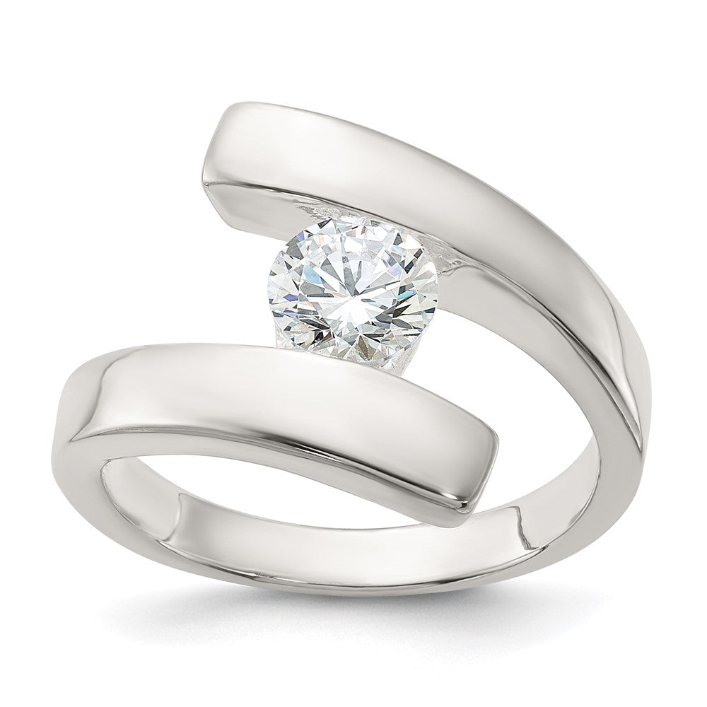 Solid;Casted;Polished;Sterling silver;CZ