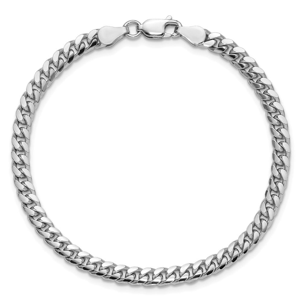 Sterling Silver Rhodium-plated 4mm Domed w/ Side D/C Curb Chain