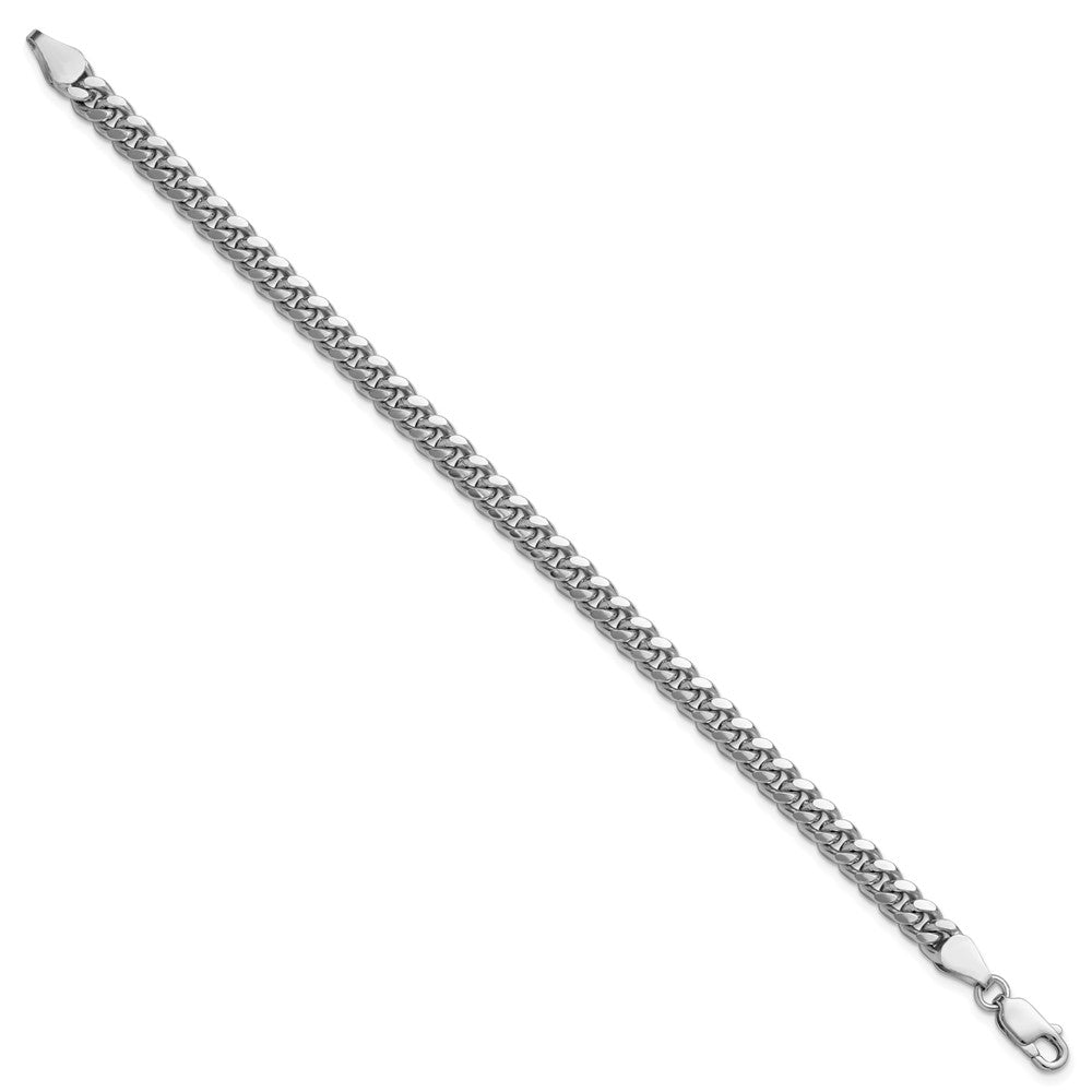 Sterling Silver Rhodium-plated 5mm Domed w/ Side D/C Curb Chain