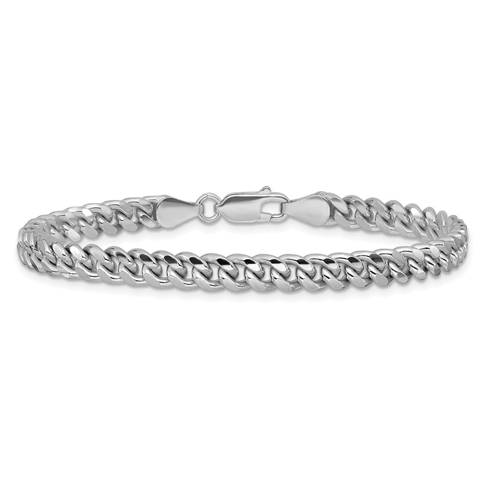Sterling Silver Rhodium-plated 5mm Domed w/ Side D/C Curb Chain