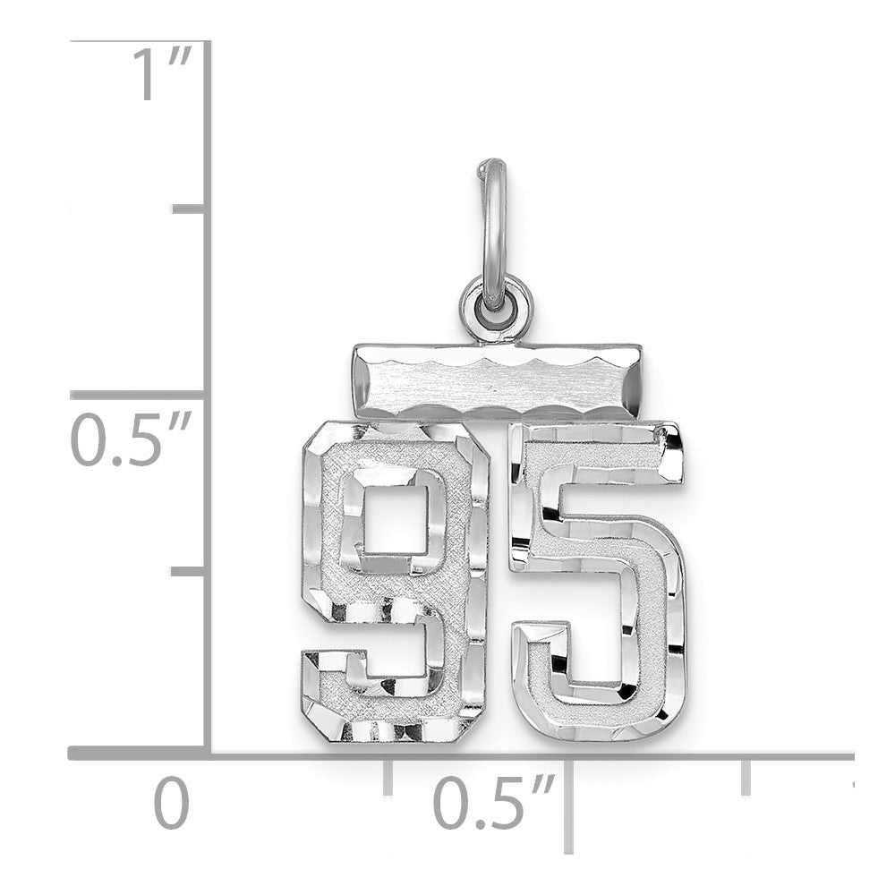 Sterling Silver Rhodium-plated Diamond-cut #95 Charm