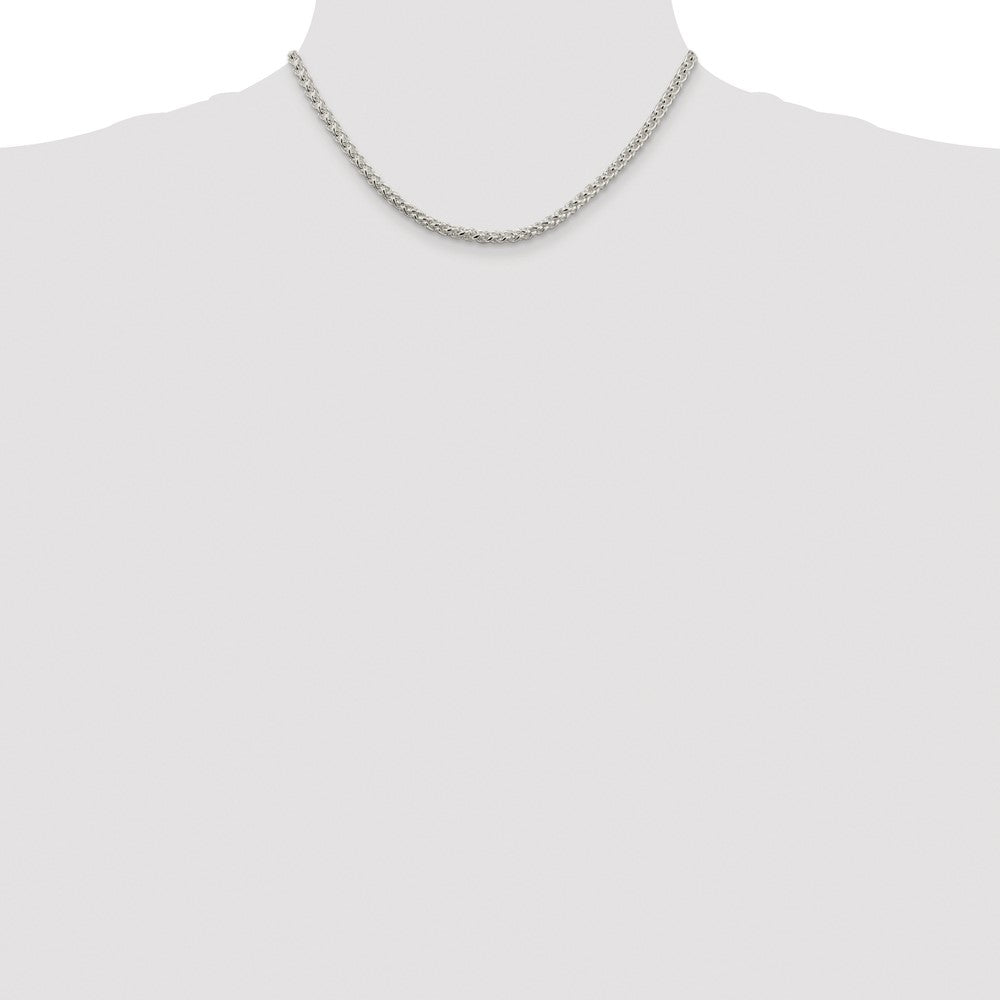 Sterling Silver Rhodium-plated 4mm Round Spiga Chain