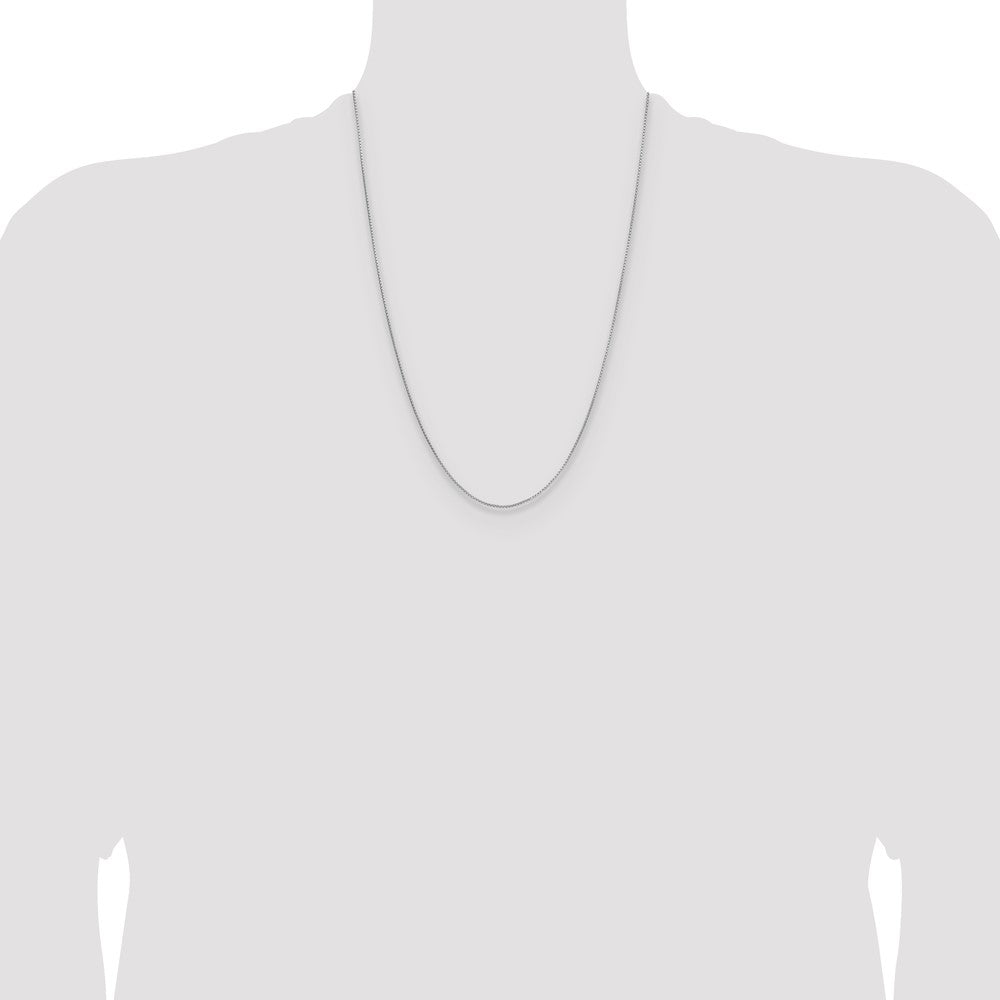Sterling Silver Rhodium-plated .95mm Diamond-cut Round Box Chain