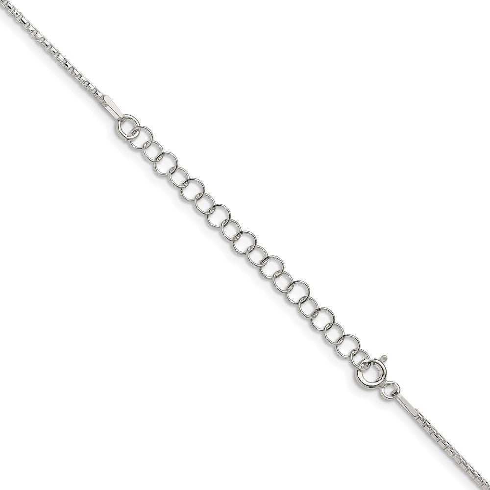 Sterling Silver 1.3mm Diamond-cut Round Box Chain w/2in ext.
