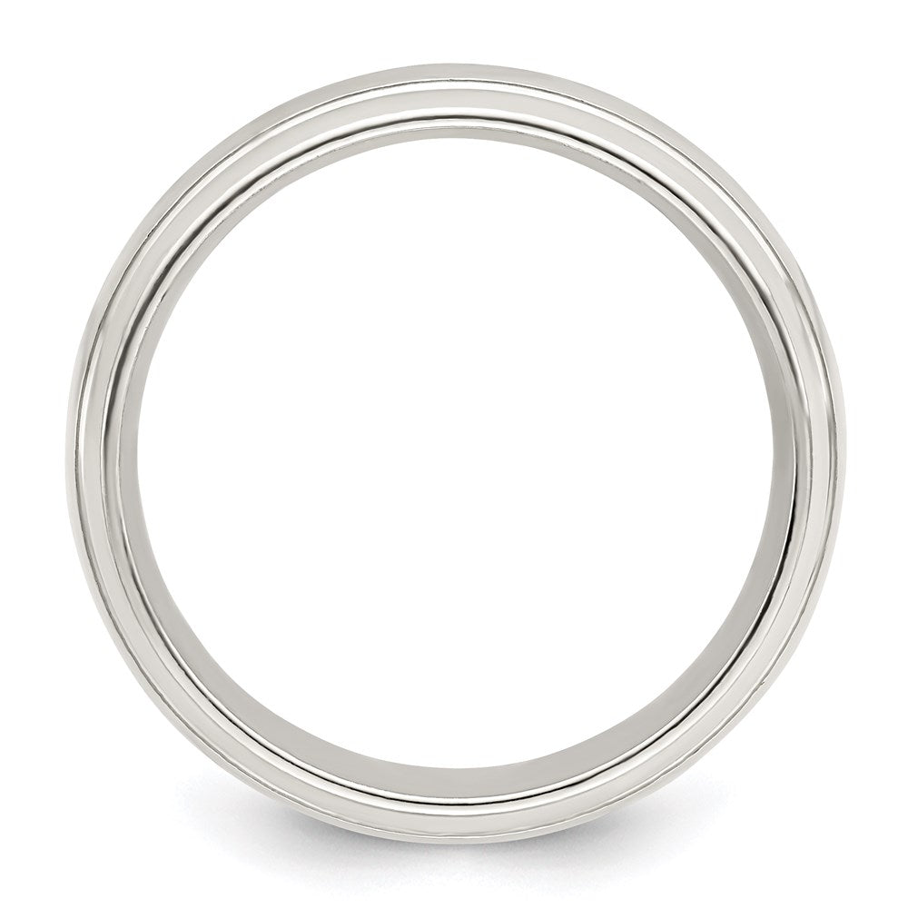 Sterling Silver 6mm Polished Domed with Grooved Beveled Edge Fancy Band Size 7